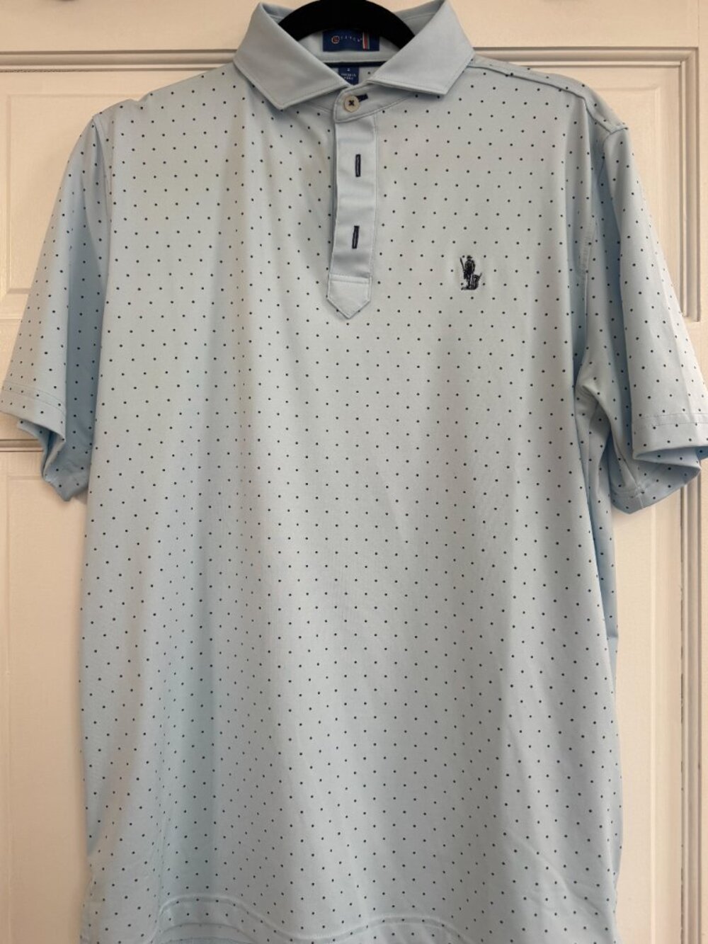 Stitch Golf Polo Shirt Light Blue Micro Dot Performance Polo Size Small Mens